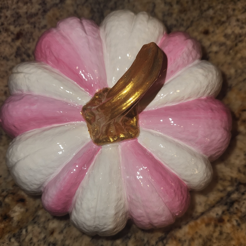 Pink and white stripped pumpkin